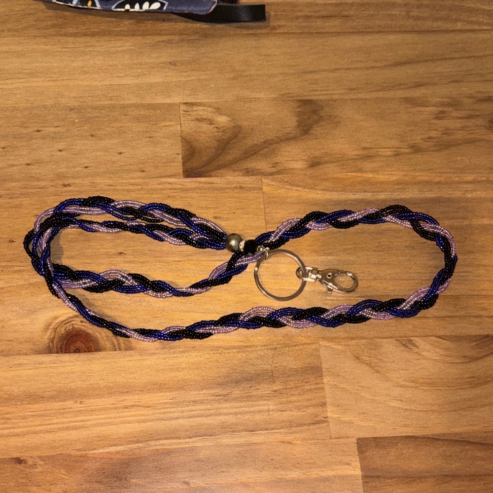 Purple and Black Braided Lanyard